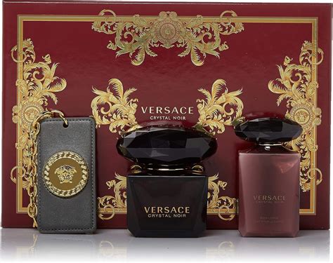 versace crystal noir 90ml gift set|versace crystal perfume set.